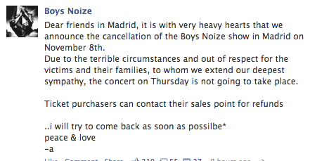Boy Noize Cancels madrid show