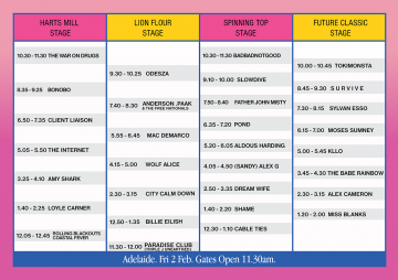 Here are the Laneway set times so start prepping