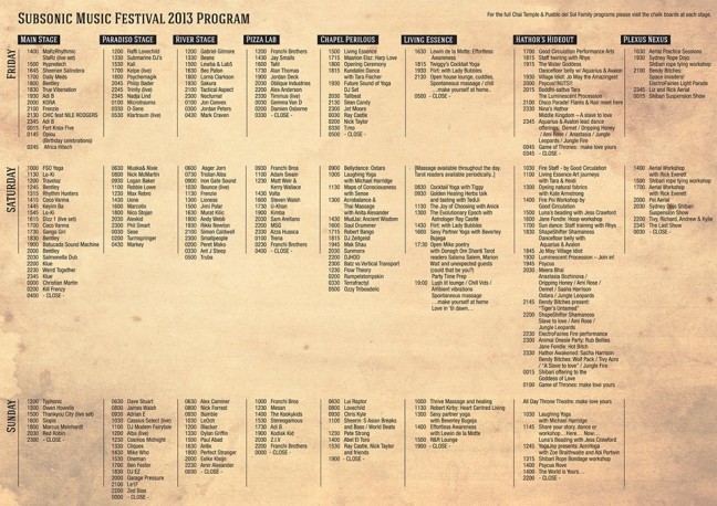 Subsonic Set Times 2013