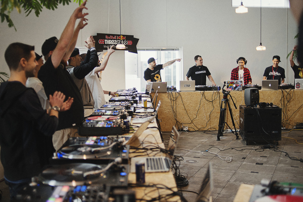 Participants perform during the Scratch Session at the Red Bull Thre3Style 2015 World Final in Tokyo, Japan on September 18th, 2015